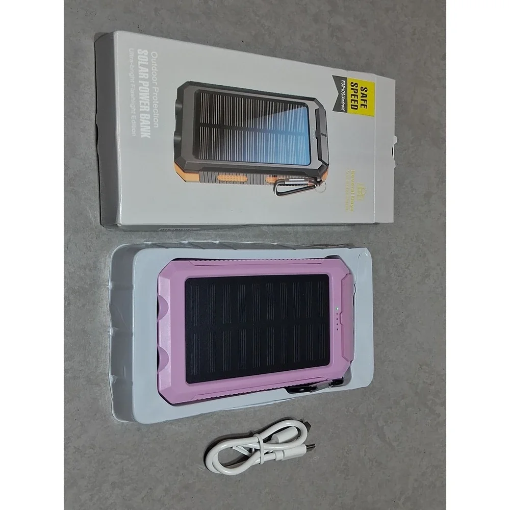 Safe Speed Outdoor Protection Solar Power Bank - OPEN BOX 10,000mah PINK